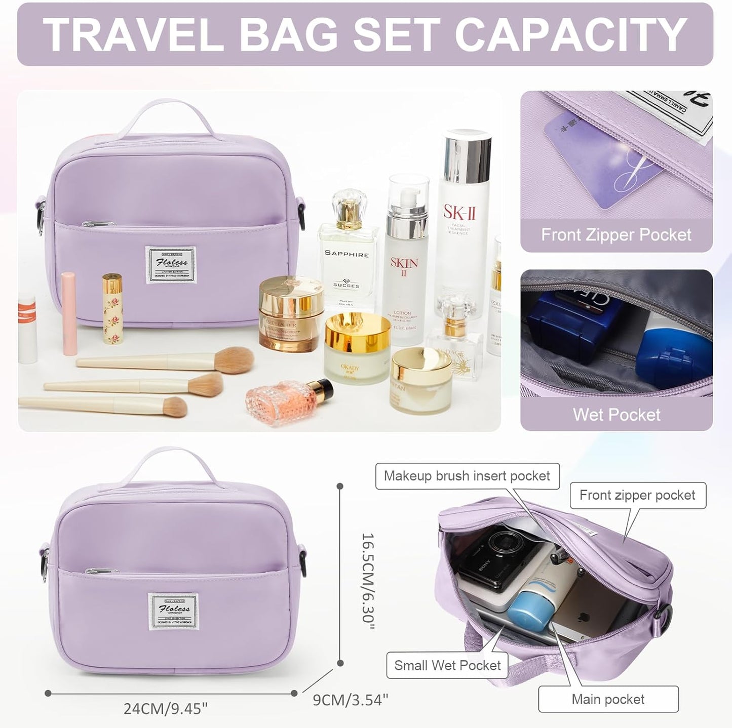 Gym Bag for Women with Shoes Compartment,Small Duffel Bag Sport bag with Toiletry Bag Overnight Travel Tote Bags Weekender Carry on Bag Personal Item Bags for Airlines Light Purple