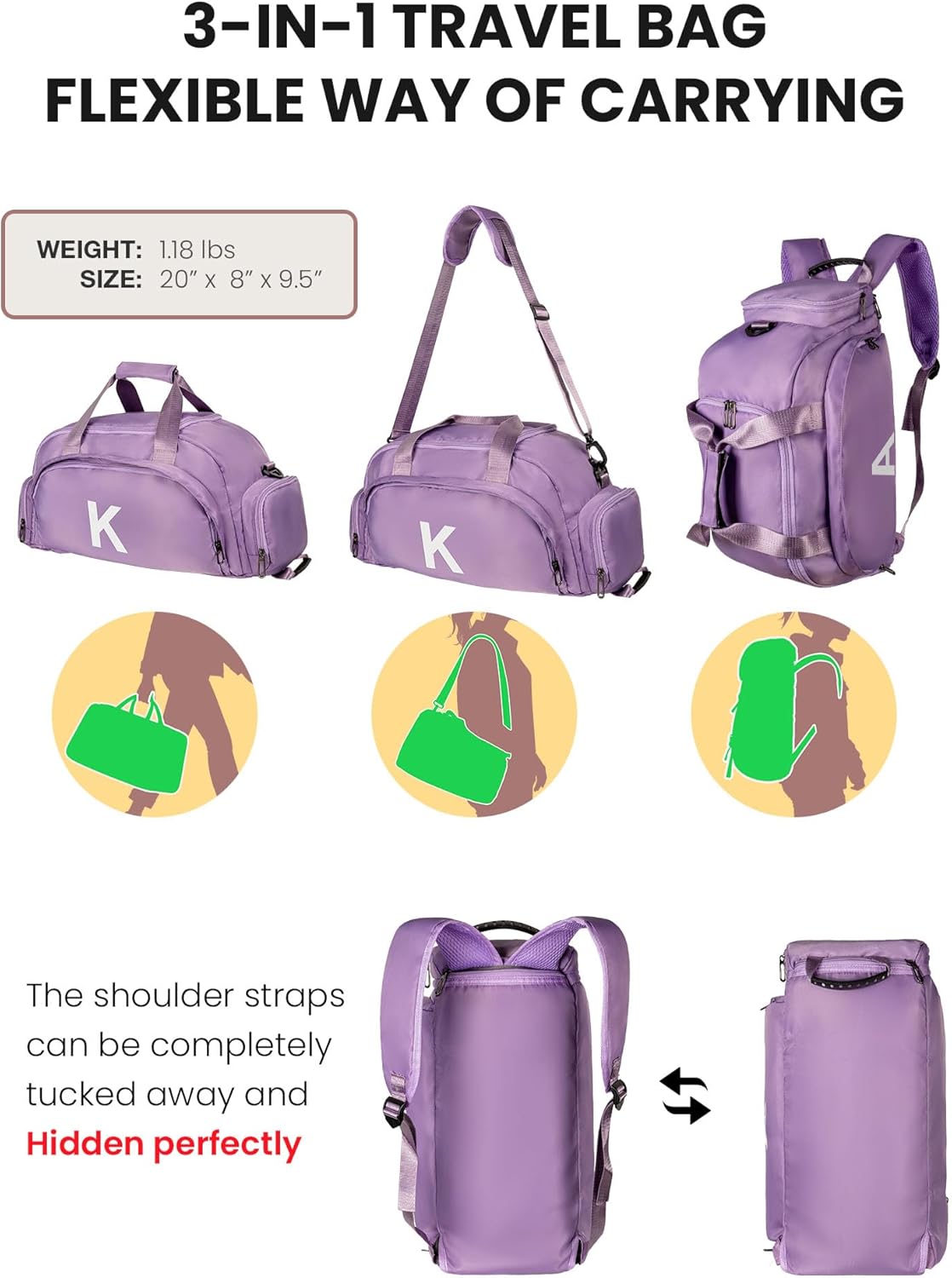 Teenage Girl Gifts 13-15, Initial Gym Bags with Shoe Compartment, Dance Bag for Girls, Monogram Kid Overnight Bags, Travel Duffle Tote-Festival Gift for Granddaughter(Letter Z)