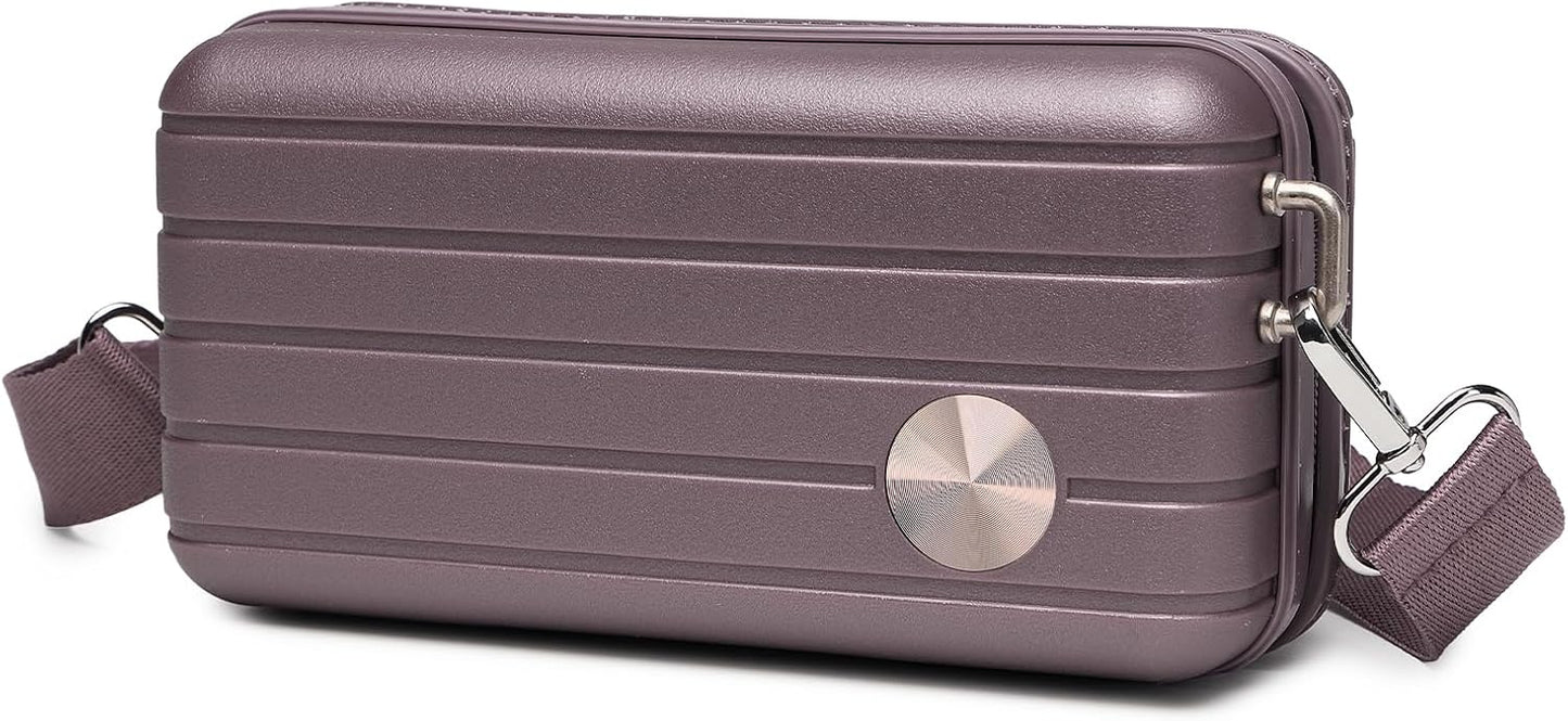 Somago Hard Shell Suitcase Handbag with Adjustable Strap Mini Cosmetic Handbag Cell Phone Purse Bag for 6.9" Shoulder Bag(Elegant Purple)
