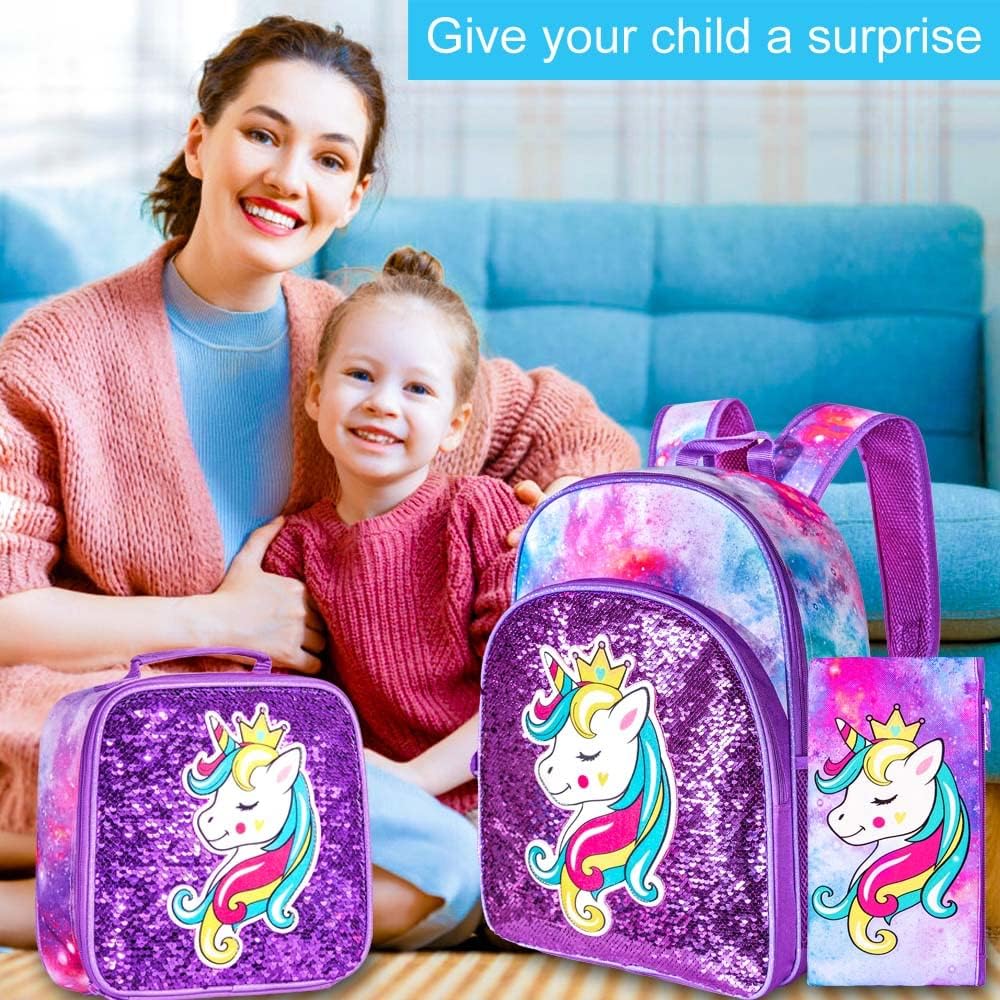 16" Backpack for Girls Boys 4-8, 3Pcs Kids Bookbag Set with Lunch Box, School Bag for Preschool Kindergarten