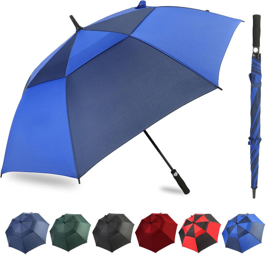 Automatic Open Golf Umbrella, 54/62/68/72 inch Extra Large Oversize Double Canopy Vented Stick Umbrellas, Windproof Waterproof Umbrella for Men And Women