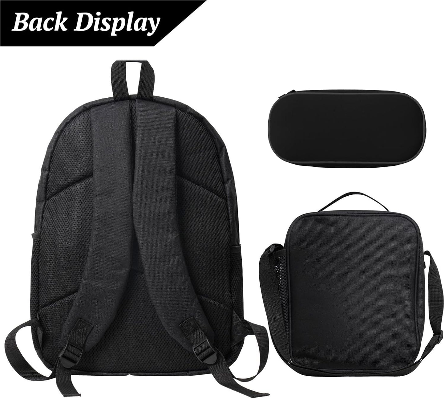 Alien Space Kid Backpack Set with Lunch Bag & Pencil Case Large Capacity School Bag 17 Inch Bookbag for Boy Girl