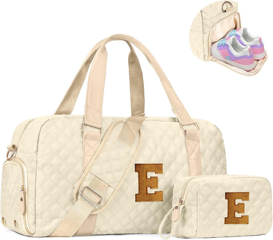 Overnight Bags for Women, Initial Travel Duffel Bag, Sports Gym Bag, Carry On Bag, Monogram Gifts for Girl Friends Female Mom Teacher