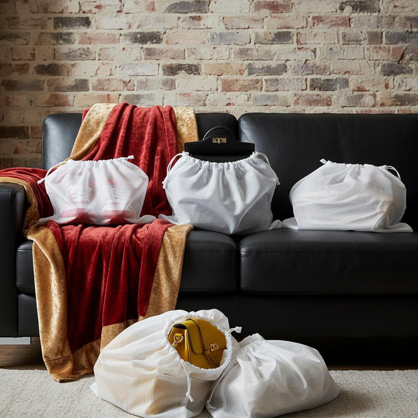 100PCS Dust Bags for Shoes for Purses Storage Bags for Handbags, Non Woven Fabric Bag with Drawstring for Travel Packing, Purse, Shoe, home Closet Storage,Dust Cover(15.7''x19.7'')