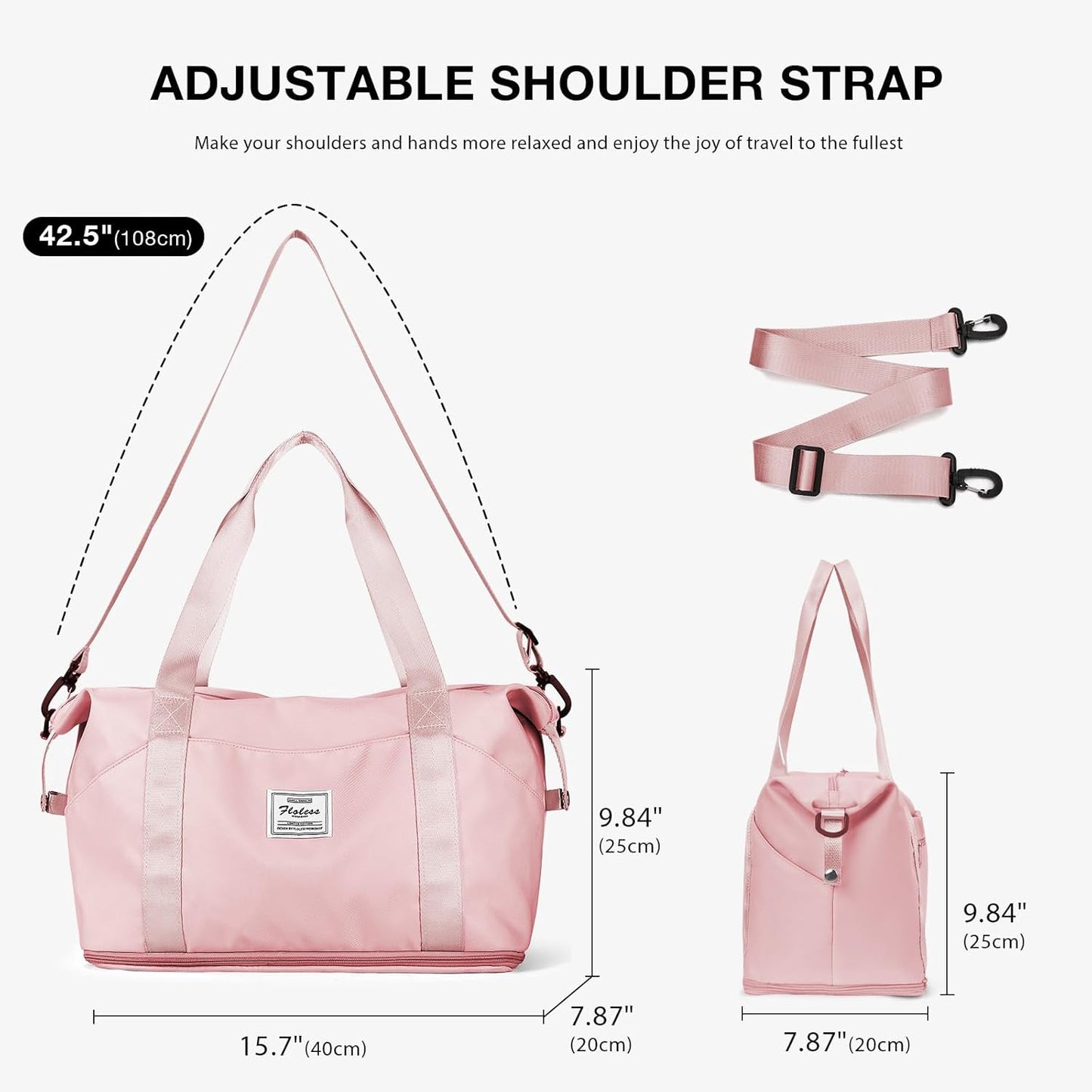 Travel Duffel Bag, Sports Tote Gym Bag, Shoulder Weekender Overnight Bag for Women