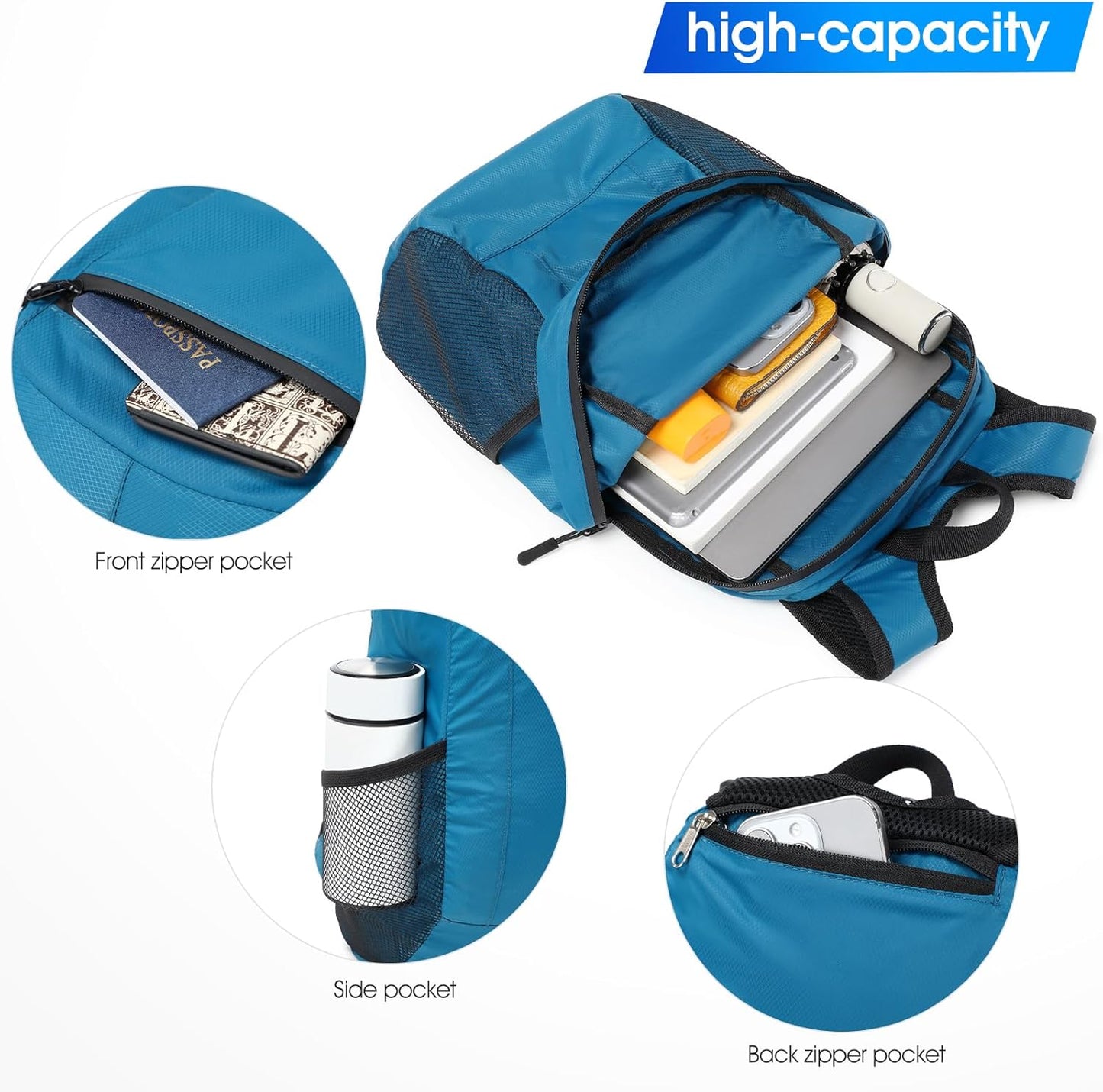 15L Lightweight Hiking Backpack Small,Waterproof Hiking Daypack,Foldable Backpack for Travel,Ultralight Daypack