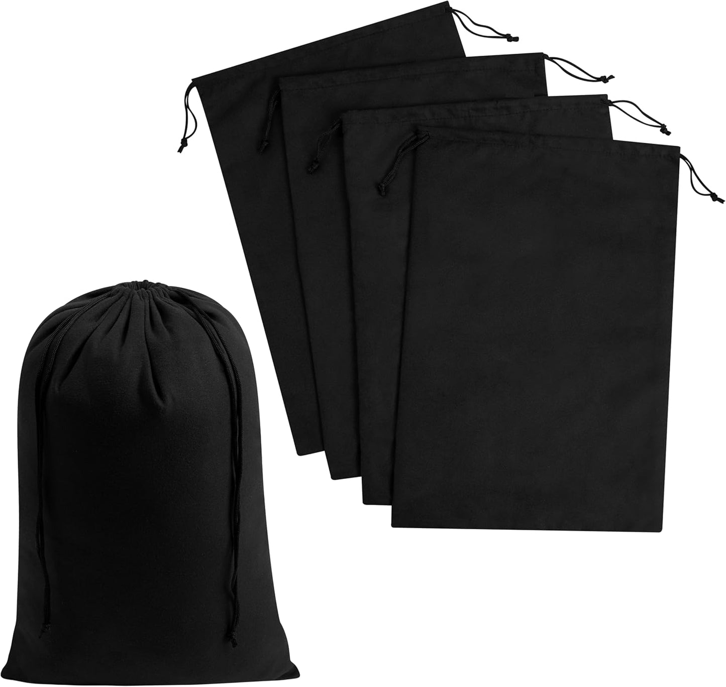 Premium Microfiber Drawstring Bags (Set of 5) – Multipurpose Travel Storage Pouches for Cords, Toiletries, Jewelry, Shoes – Durable Organizer with Strong Drawstring Closure (Black, 10 x 15 Inches)