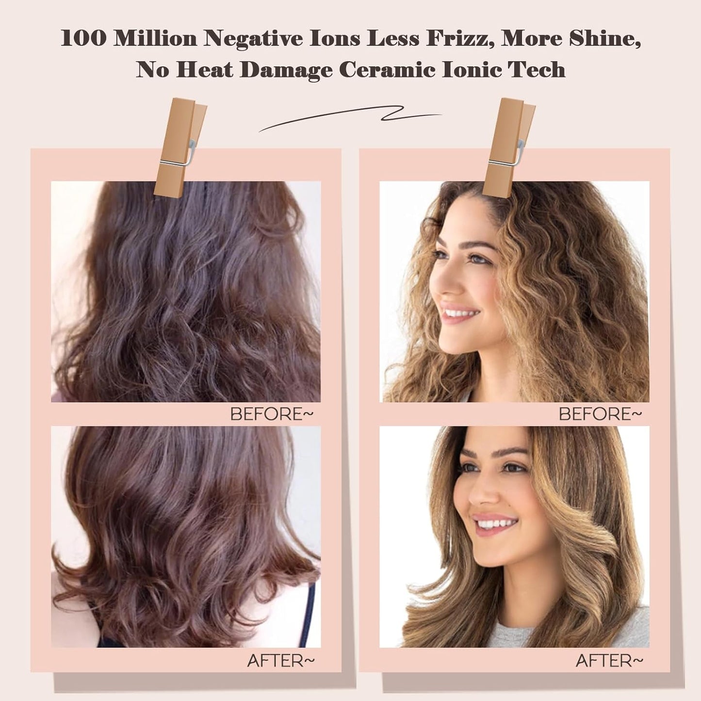 110-240V Travel Brush Hair Dryer, Small Hair Straightener Brush with European Plug Adapter for International Travel, 4 in 1 Hot Air Styler & Dryer for Drying Straightening Curling Volumizing