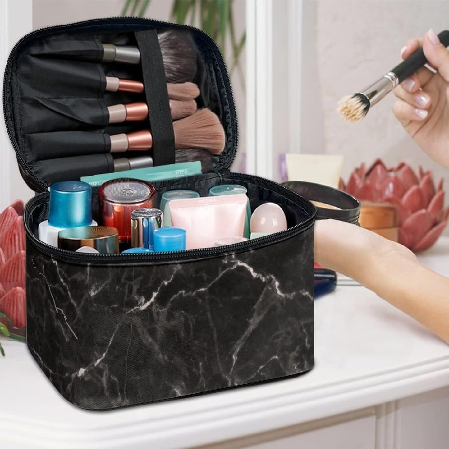 JoyLamoria Marble Print Cosmetic Bag Printed Handbag Coin Purse Wallet Tote Pouch