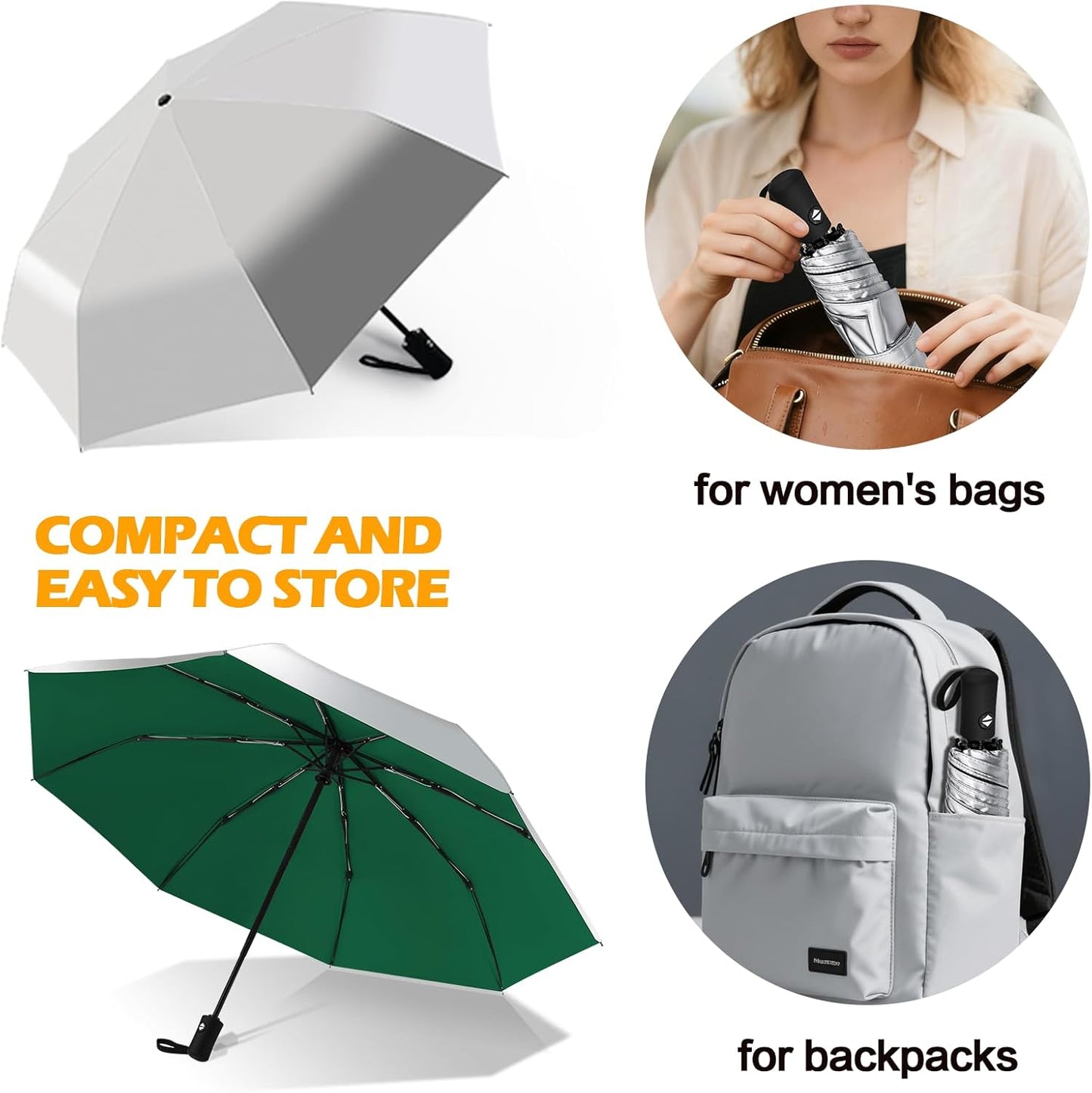 42/46/50inch Compact Umbrella Travel Size Umbrellas for Rain Waterproof And Wind Resistant Auto Open Close UPF 50+ UV Umbrella Sun Umbrellas UV Protection
