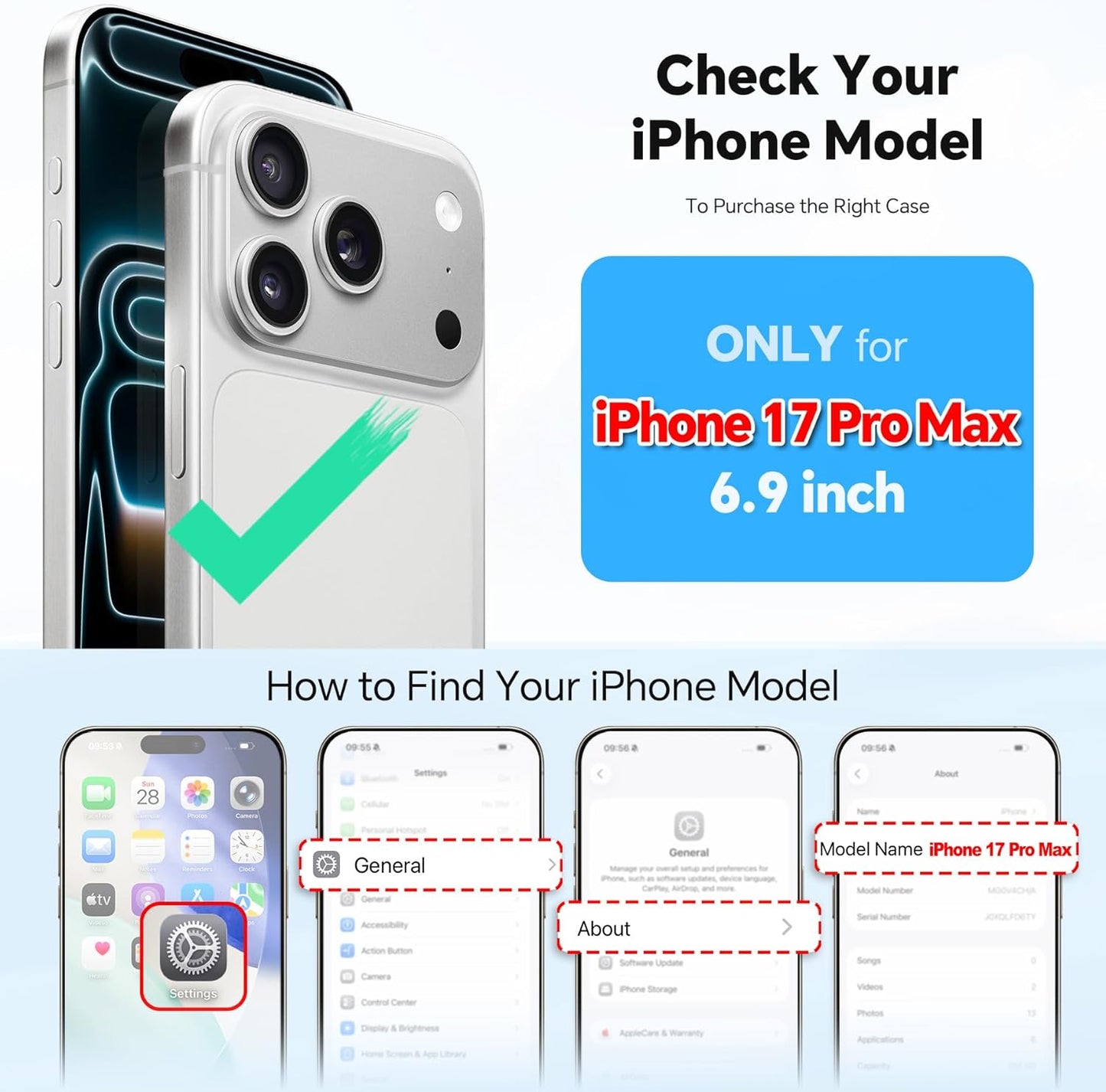 TUCCH Crossbody Detachable Wallet Case for iPhone 17 Pro Max, 10 Card Slots RFID Blocking | Wireless Charging | Wrist Strap Lanyard | Stand | Zipper Pocket | PU Leather Phone Cover | Pearly Light Blue