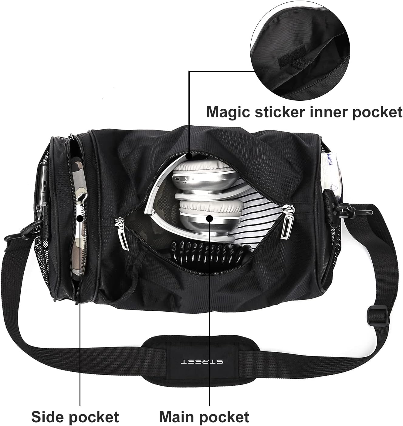 Small Sports Gym Bag Workout Lightweight Duffel Bags for Men and Women Black X-Small