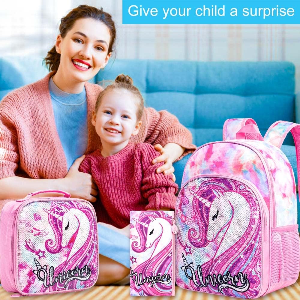 16" Backpack for Girls Boys 4-8, 3Pcs Kids Bookbag Set with Lunch Box, School Bag for Preschool Kindergarten
