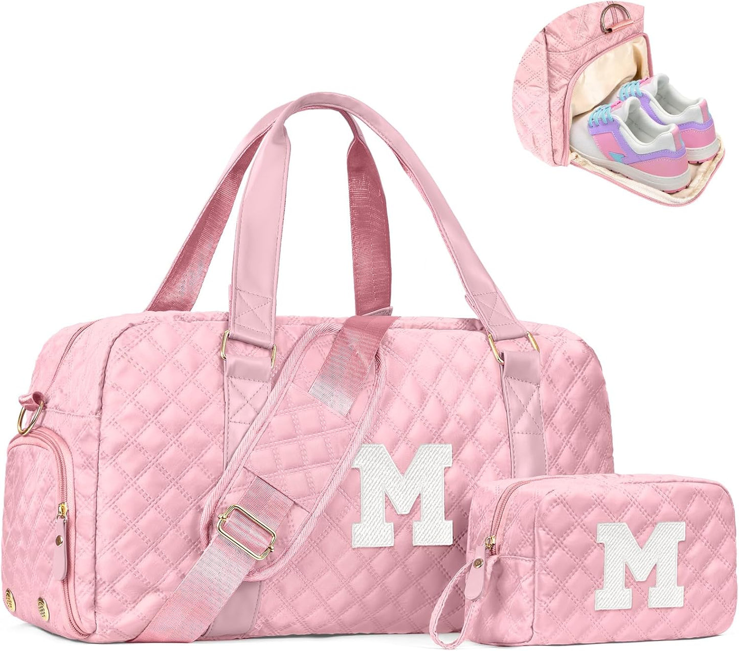 Personalized Duffle Bag Women Girls Gift: Letter Carry on bags, Dance Cheer bag Sports for Girl, Kid Gymnastics Bags, Birthday Gifts for Women Girls Kids Teens Mom Teacher