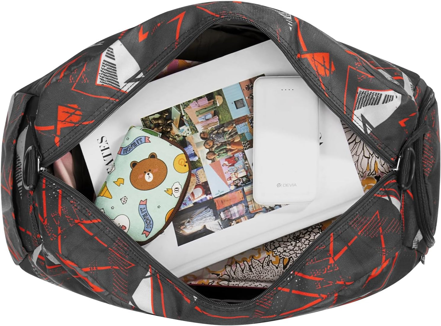 Choco Mocha Kids Duffle Bag for Boys & Toddlers - Travel, Overnight & Sleepover Bag - Black & Red