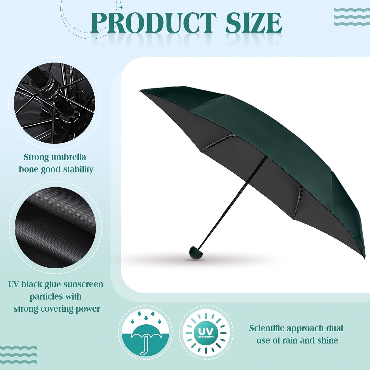 Sweetude 12 Pcs Travel Mini Umbrellas for Purse Bulk Folding Compact Lightweight Windproof UV Pocket Collapsible Umbrella for Kids Backpack Rain Wedding Party Women Girls