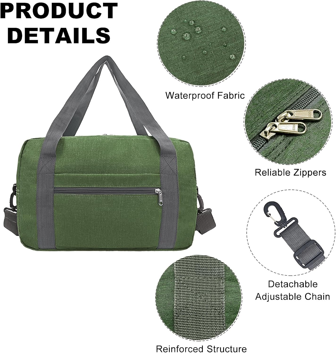 15 Inch Small Carry On Bags for Airplanes Spirit Airlines Personal Item Bag Underseat Foldable Travel Duffle Gym Bags for Women Men(20L,Green)