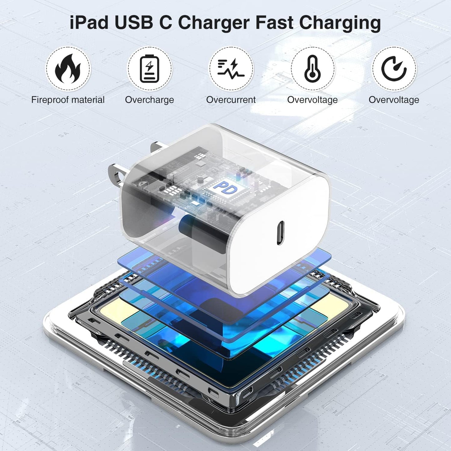10ft iPhone 17 16 15 Charger, 2Pack 45W USB C Fast Charging Block and Long Type C to C Cable Cord,Wall Plug Adapter Cube Brick for Apple iPhone 17 Pro Max/17 Air/16e/16 Pro/15 Plus/iPad,Samsung Galaxy