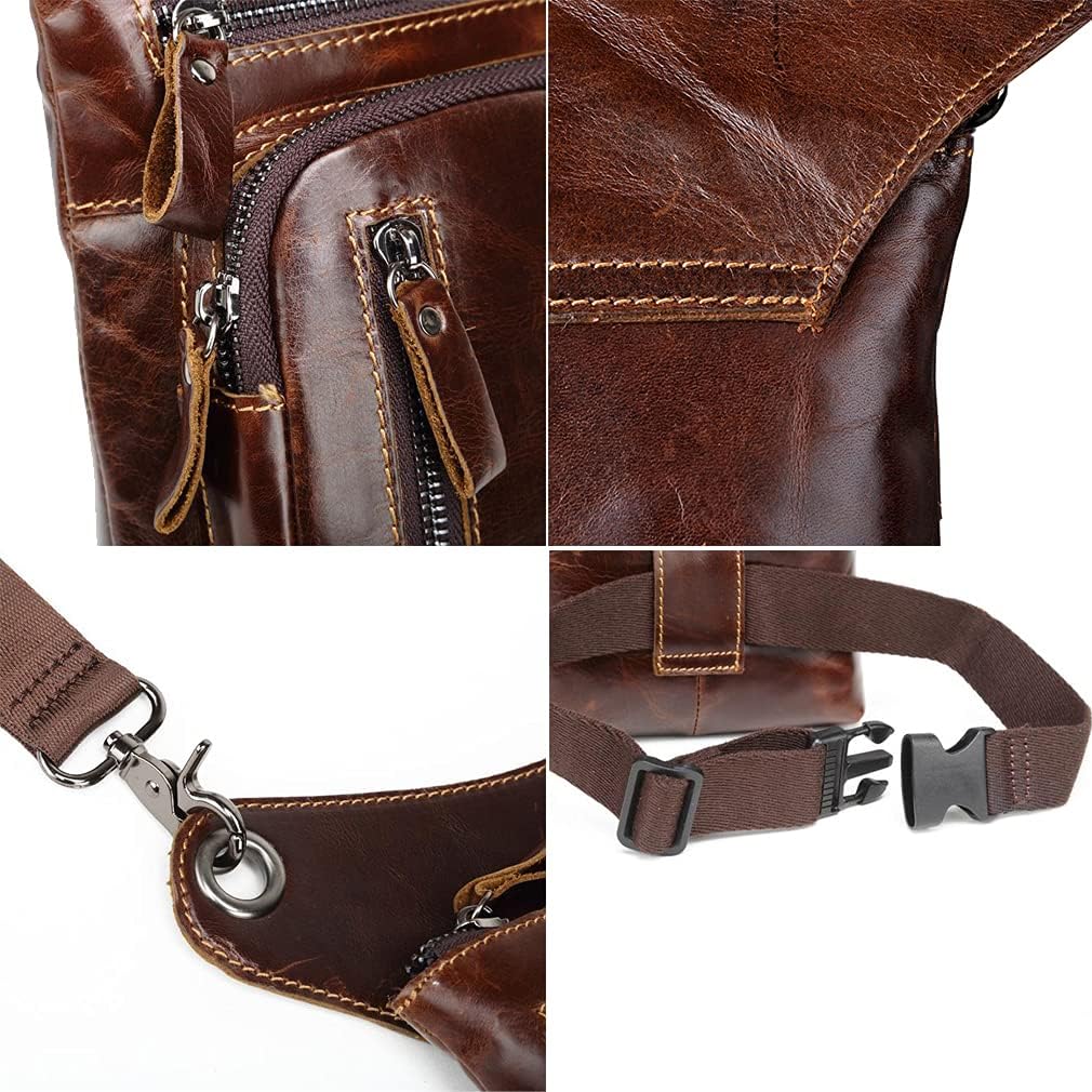 Leather Waist Pack Drop Leg Bag for Men Women Belt Bumbag Multi-Purpose Motorcycle Bike Outdoor Sports Tactical Cycling Riding Hiking Camping Pouch