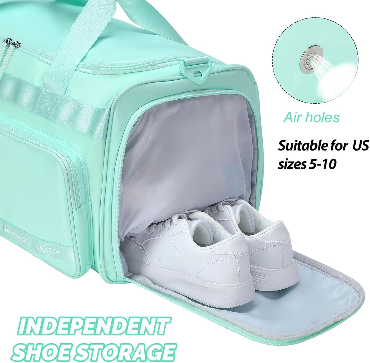 MAXTOP Gym Bag for Women Men Travel Duffle Bag Large Capacity Carry On Weekender Overnight Bag With Shoe Compartment Gym Tote Dry Wet Separation Duffel Bag for Travel