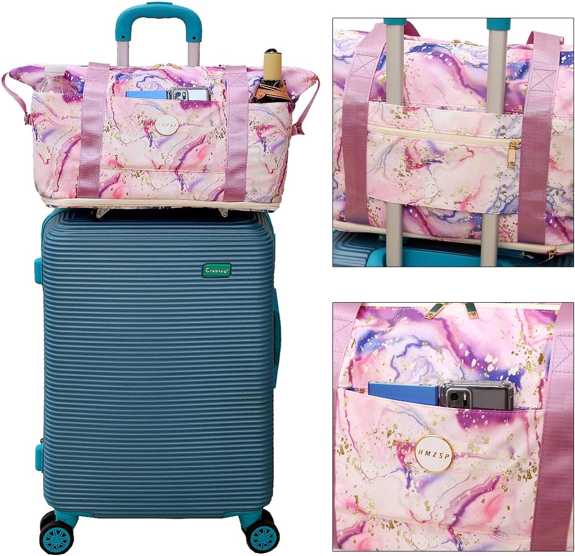 Large Travel Duffel Bag With Wheels Waterproof Lightweight, Sports Tote Gym Bag, Carry on Luggage with Dry&Wet Separation for Gym, Vacation