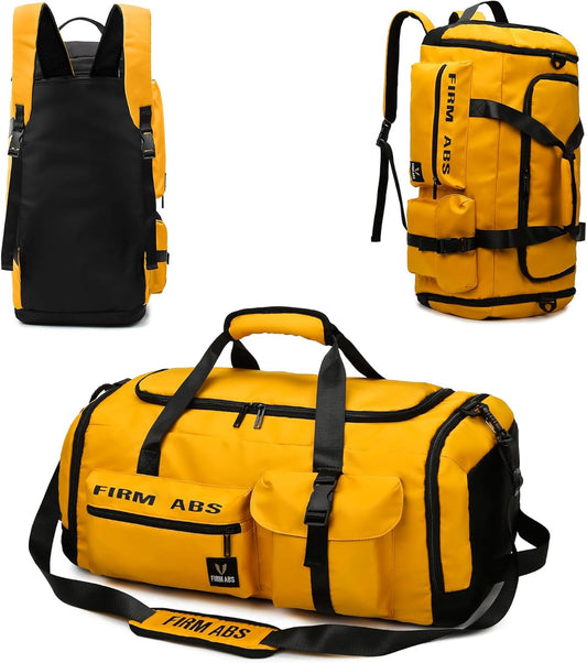 Gym Bag for Men & Women, 65L Large Capacity Travel Duffle Bag 3 in 1 Convertible Backpack with Shoes Compartment and Dry and Wet Separation