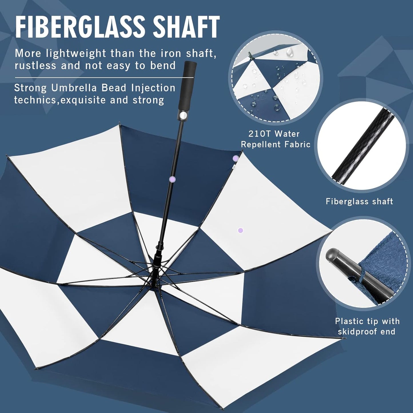 ZOMAKE Golf Umbrella Windproof, Extra Large Oversized Heavy Duty Double Canopy for Rain, Sports Games & Push Cart(51/54/62/68/72Inch)