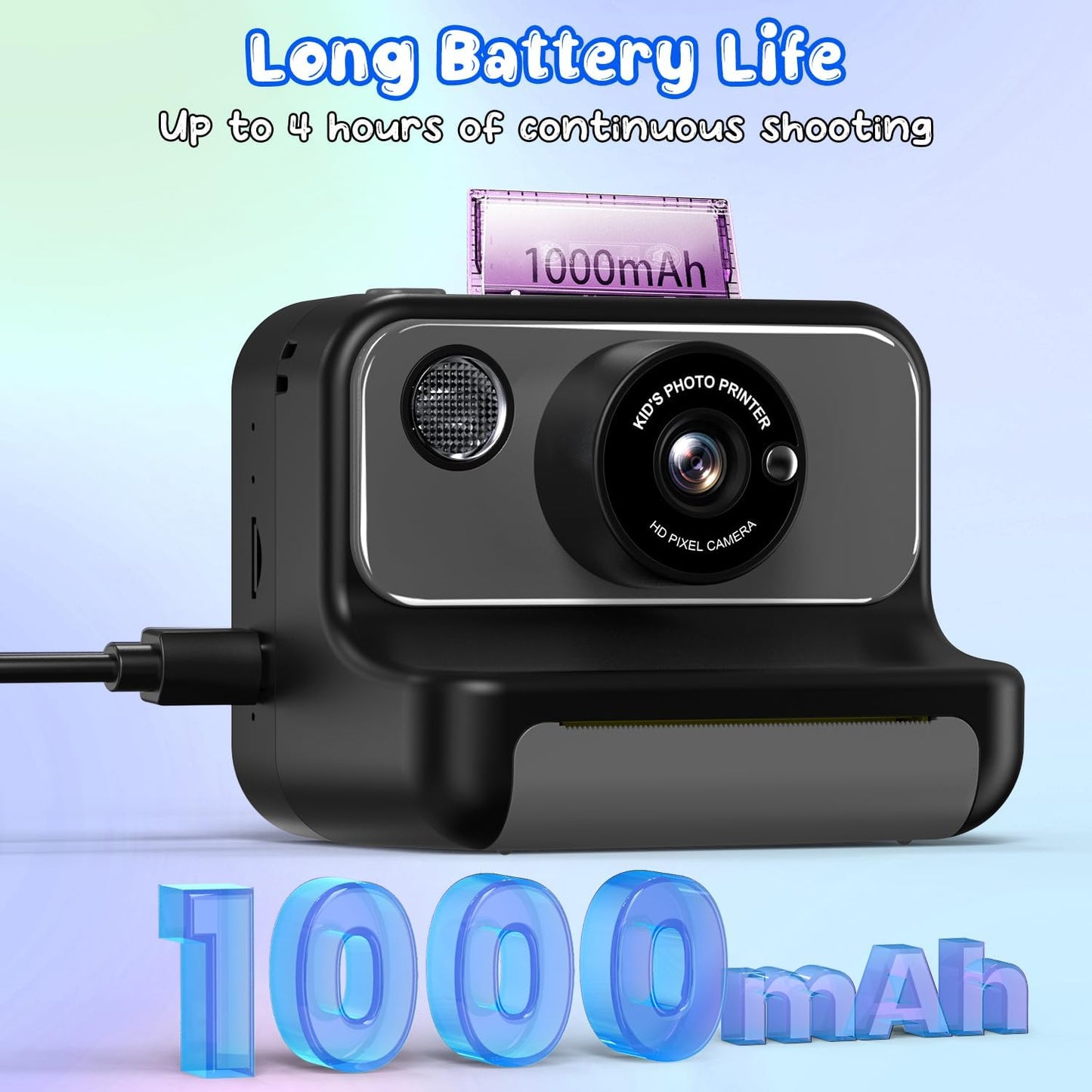 Kids Camera Instant Print, Christmas Birthday Gifts for Girls and Boys, Kids Camera 1080P HD Video Digital Camera, Toddler Toy for 3-12 Years Old, Black