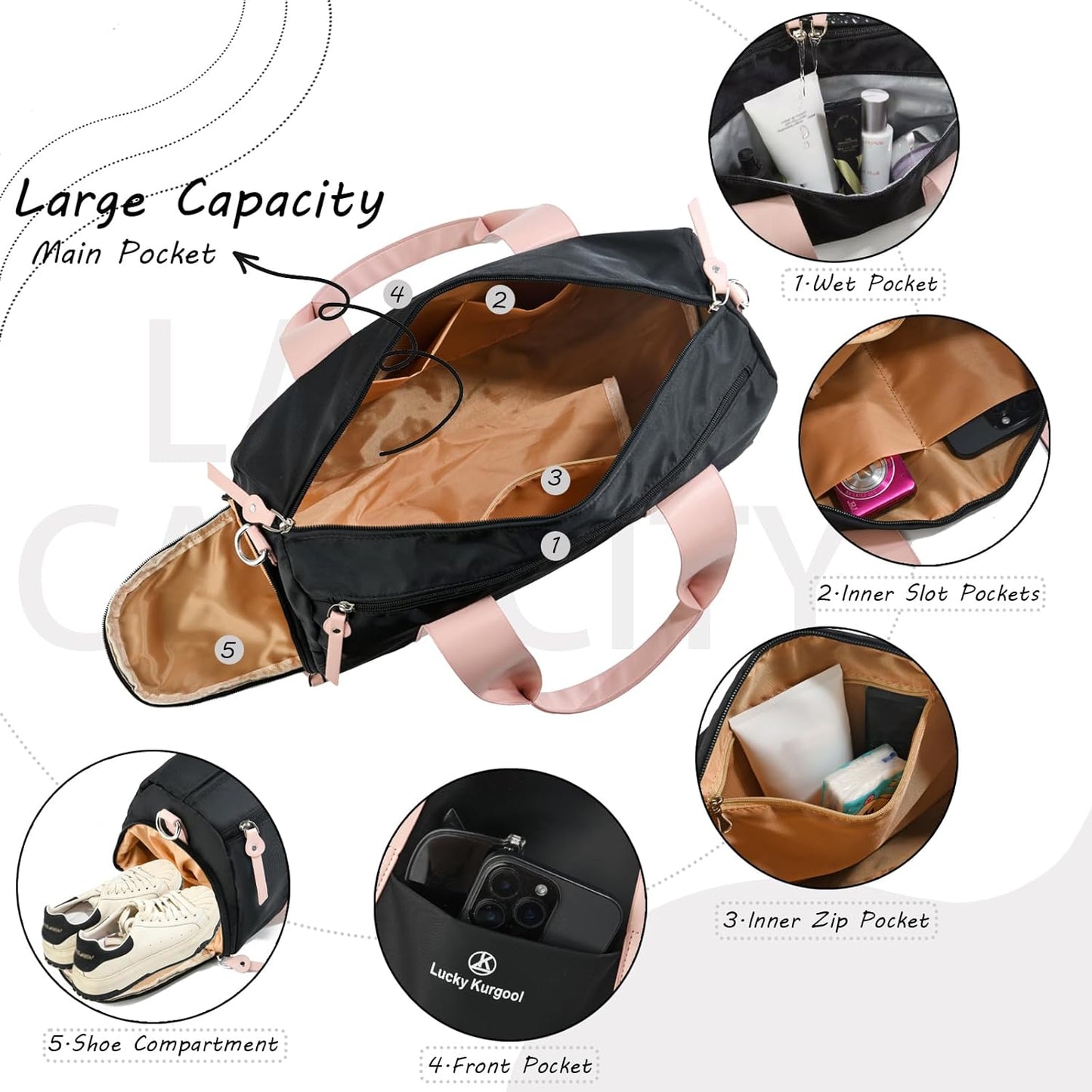 Small Gym Bag for Women with Wet Pocket & Shoes Compartment, Cute Mini Sport Duffel Gym Tote Bags for Yoga, Workout, Dance, Swim