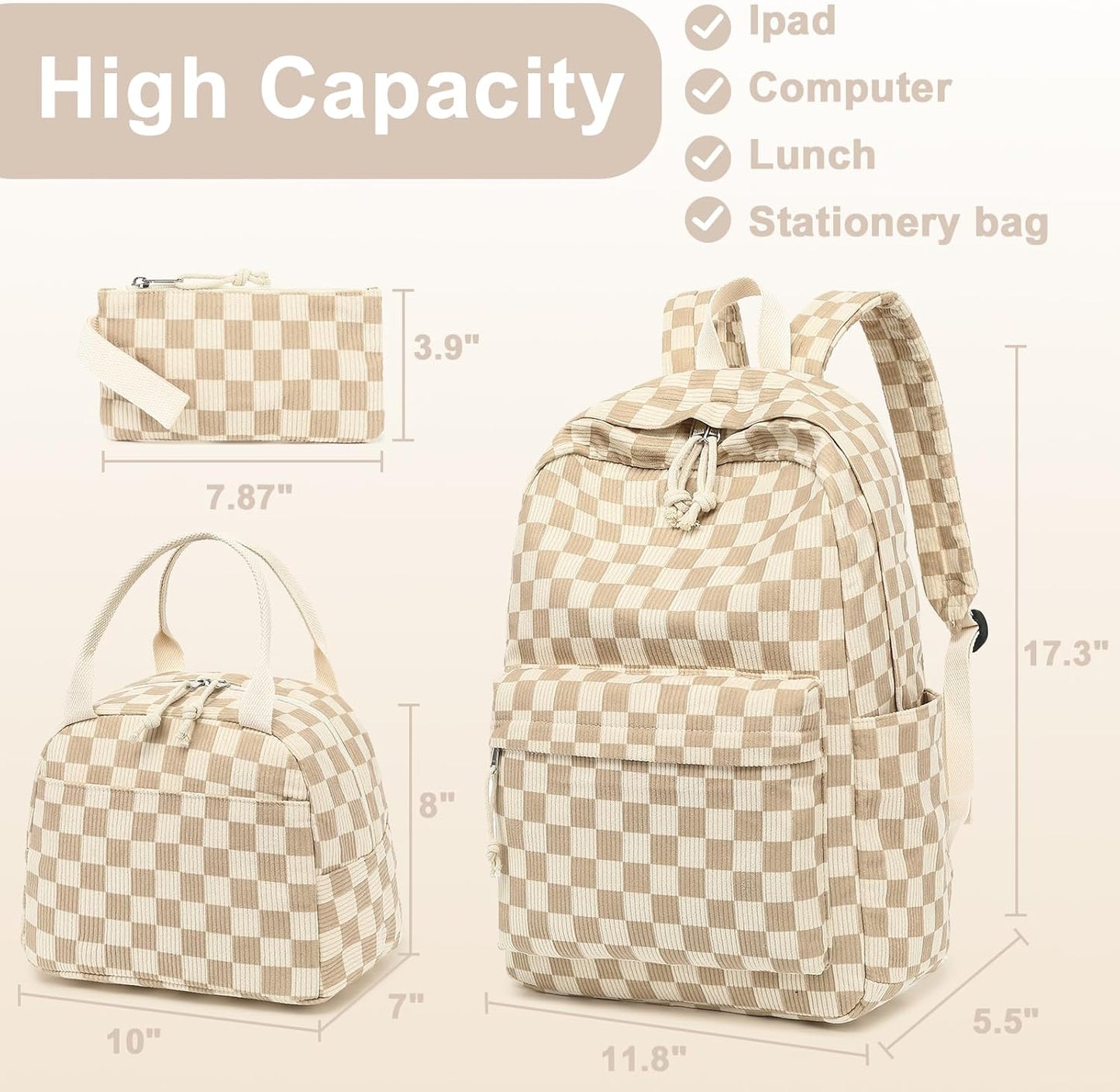 LEDAOU Backpack for Girls School Bag Kids Bookbag Teen Backpack Set Daypack with Lunch Bag and Pencil Case