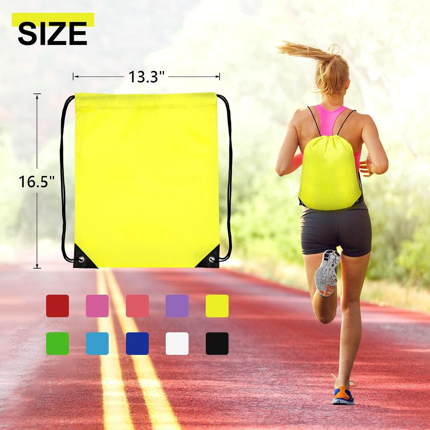 10Pcs Drawstring Backpack Bulk Cinch Bag, Drawstring Bags Polyester for Gym Sports Beach Party Trip(10 Colors)