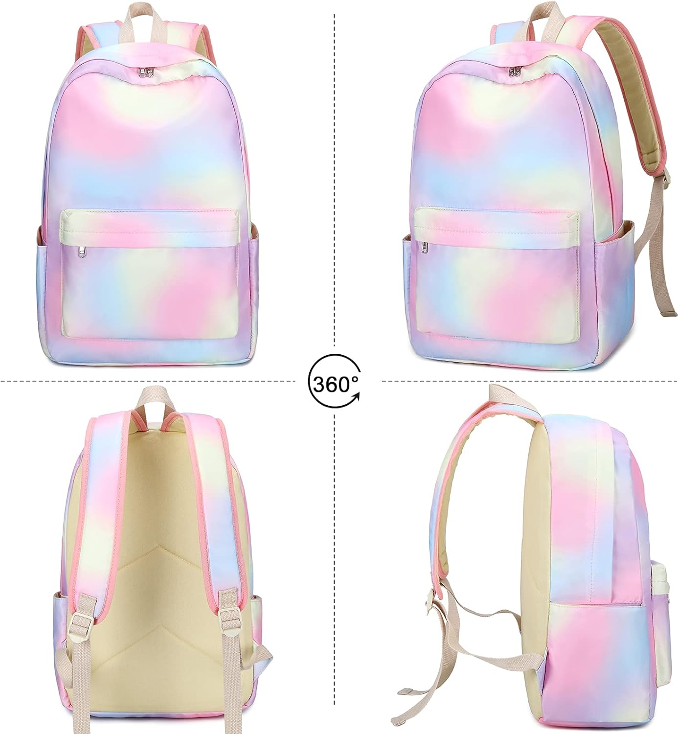 LEDAOU Backpack for Girls School Bag Kids Bookbag Teen Backpack Set Daypack with Lunch Bag and Pencil Case