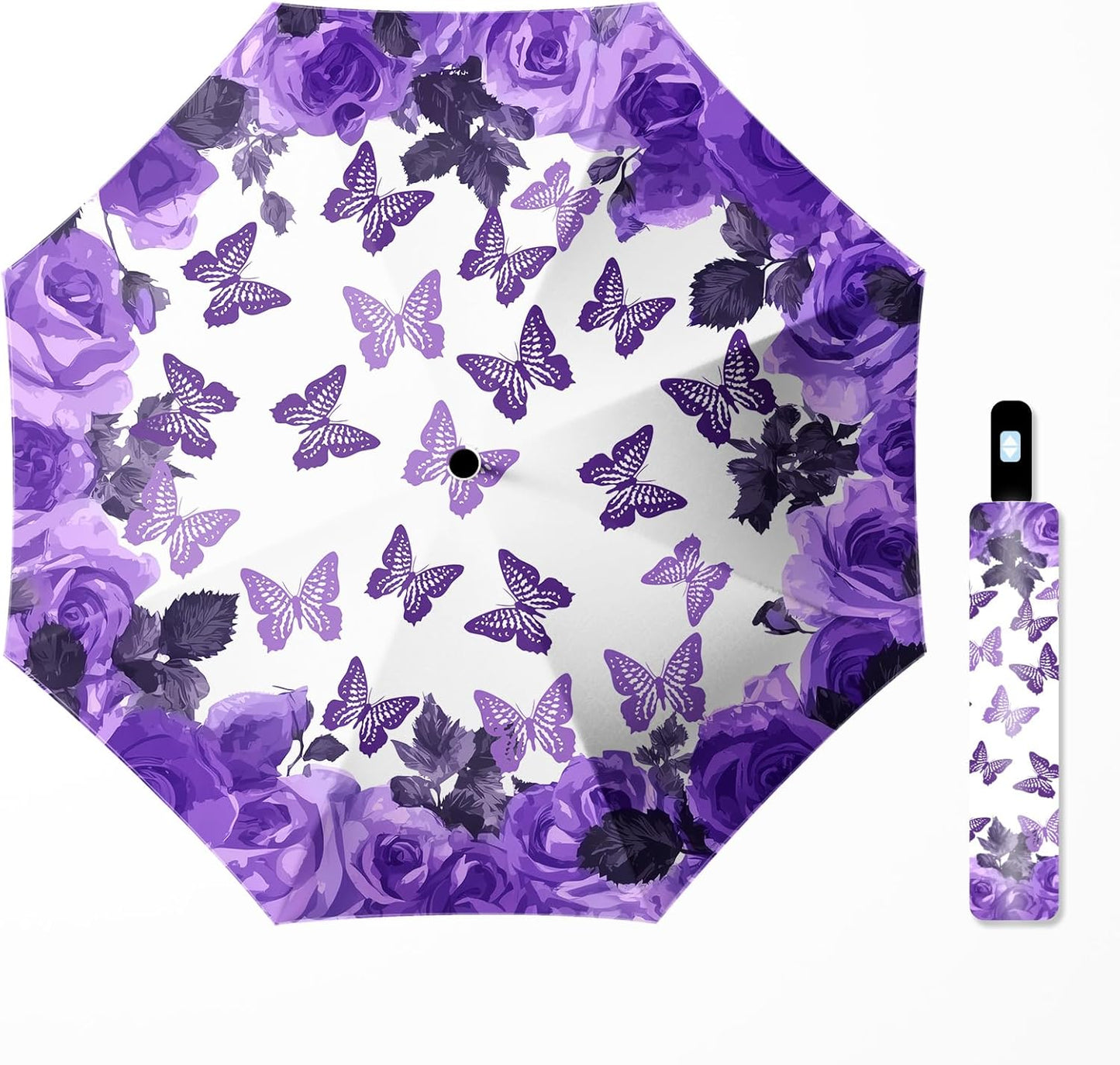 Small Travel Folding Umbrella for Girl, Portable, UV, SunShade, Compact, Automatic, Rain & Wind