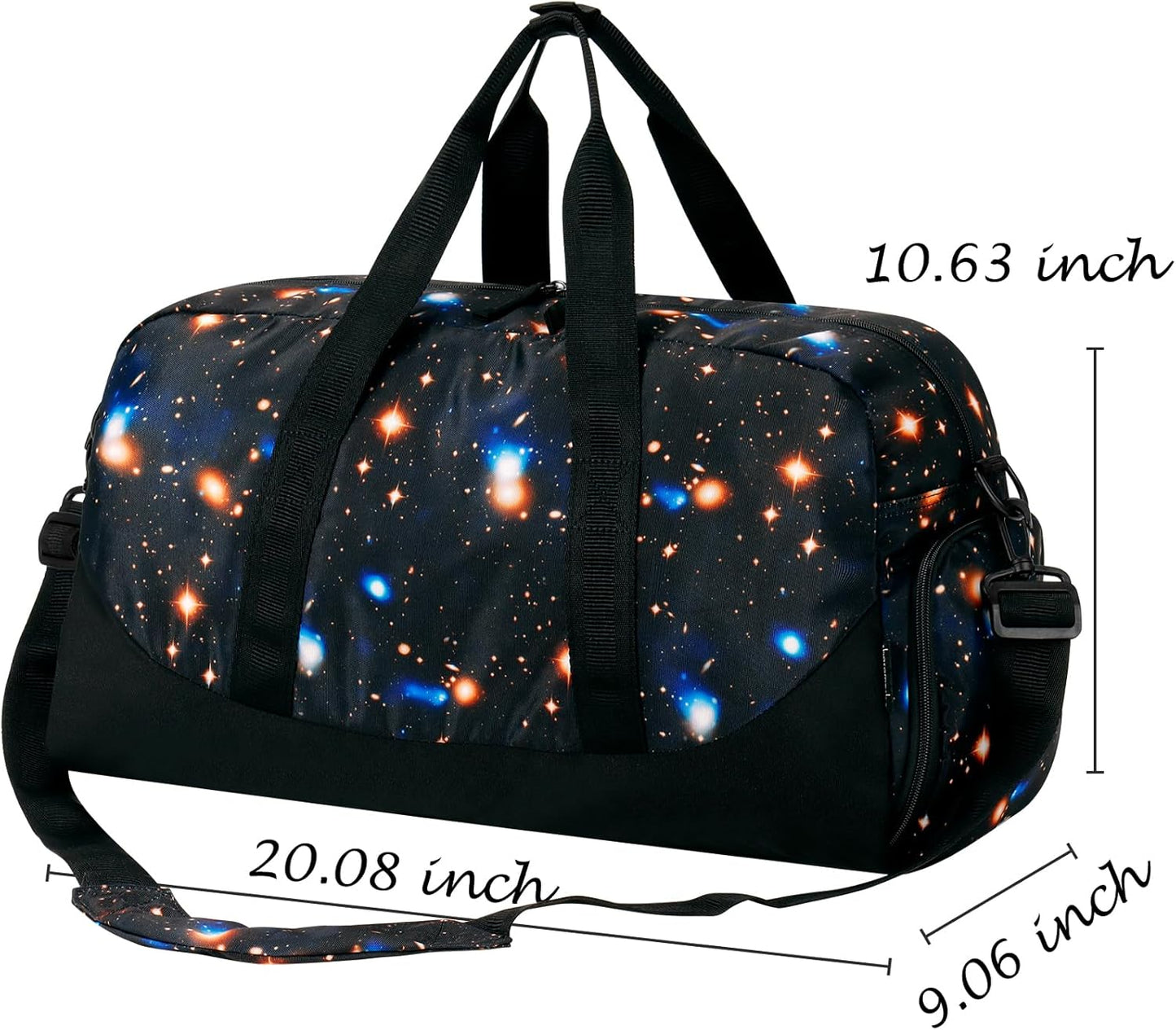 Choco Mocha Kids Galaxy Duffle Bag - Boys Travel & Overnight Bag - Toddler Weekender - Black