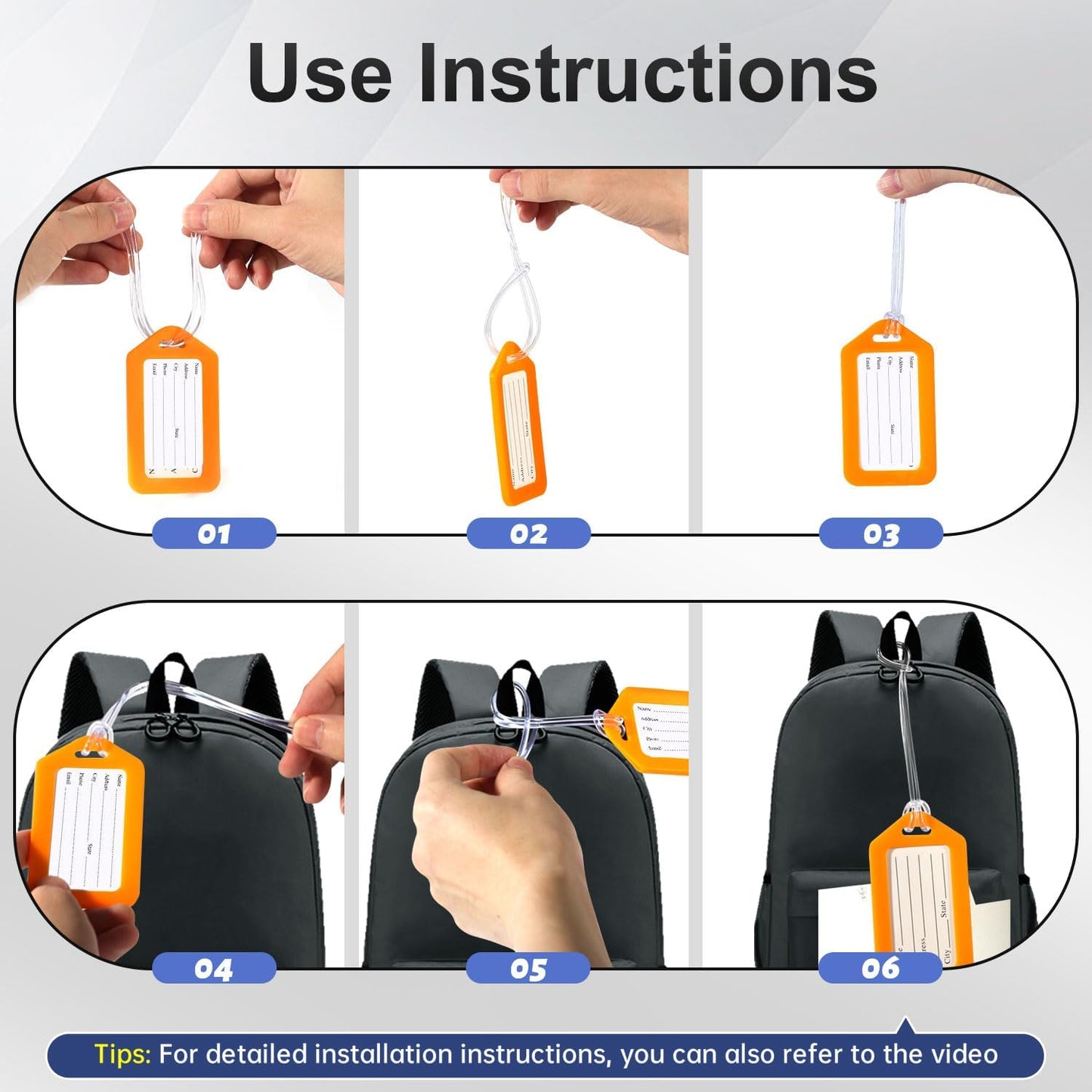 18 Pack Luggage Tag Bright Luggage Tags for Suitcases Bag Tags Name Tags for Kids Travel Accessories Must Haves by Sodsay (Grey)