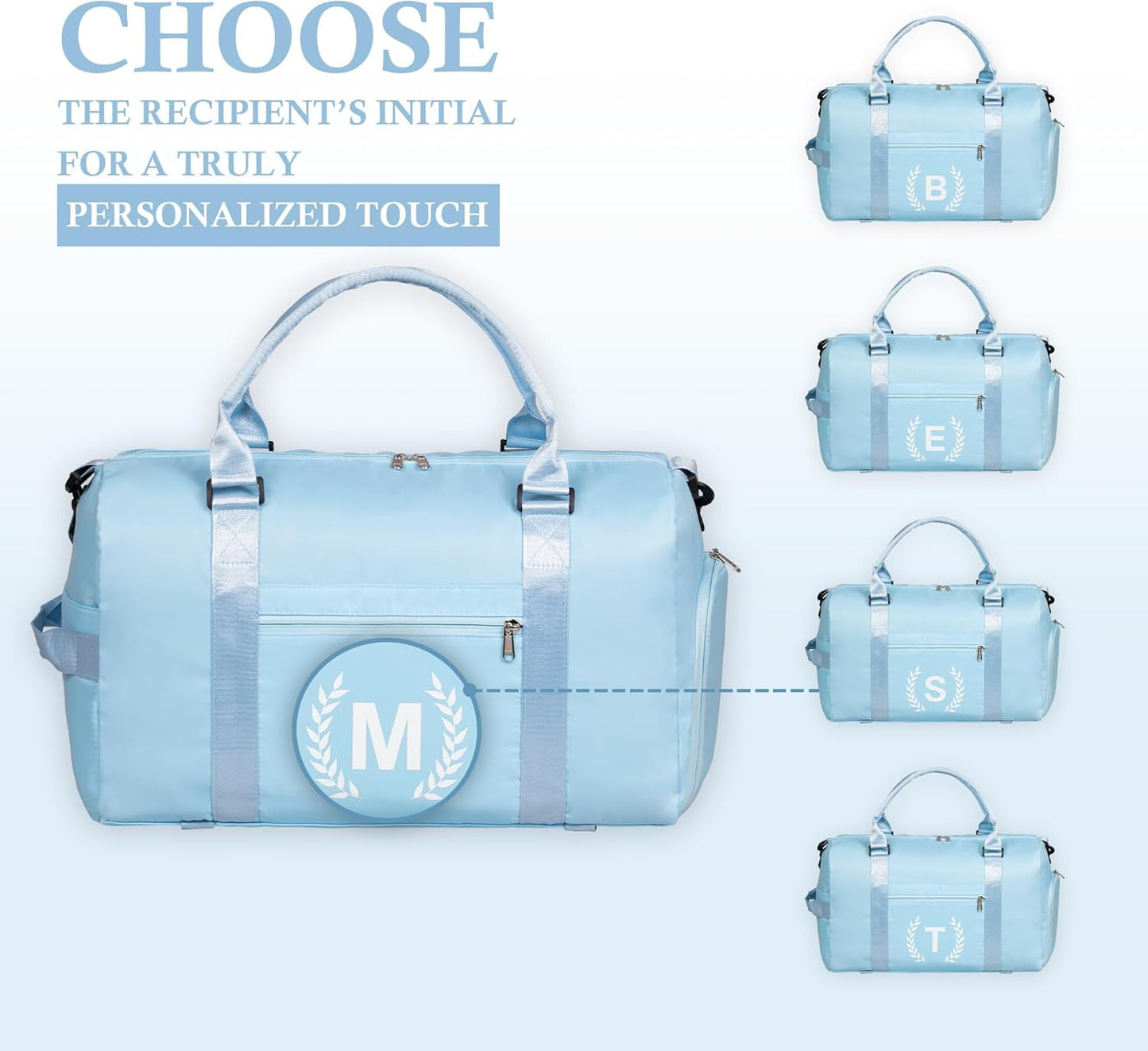 Gym Bag for Women, Personalized Duffle Bag with Shoe Compartment, Sports Bag for Yoga & Dance with Wet Pocket and Mat Strap.