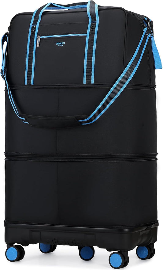 Rolling Duffle Bag with Detachable Wheels, Large Capacity Expandable Foldable Suitcase for Travel,Collapsible Luggage Carry on Duffel Overnight Weekend Bags