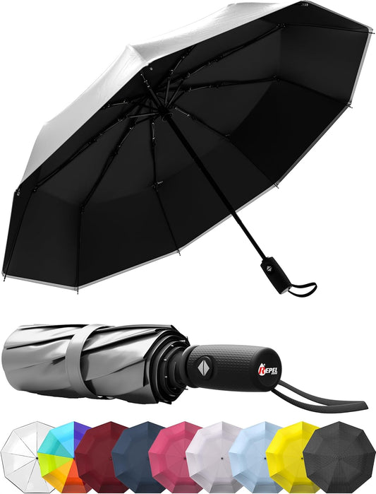 REPEL Windproof Travel Umbrella - Compact & Withstands Winds up to 85MPH , Strongest Premium Auto Folding Umbrella for Rain and Sun - Durable, Light & Portable for Women & Men , Fits Backpack & Cars