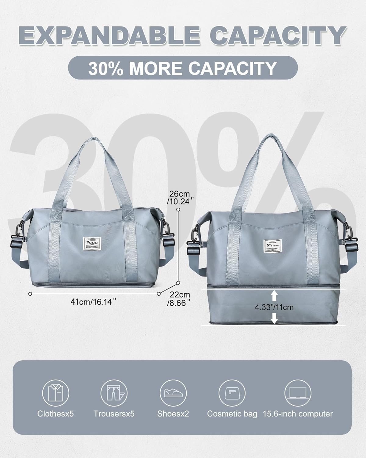 Travel Duffel Bag, Sports Tote Gym Bag, Shoulder Weekender Overnight Bag for Women