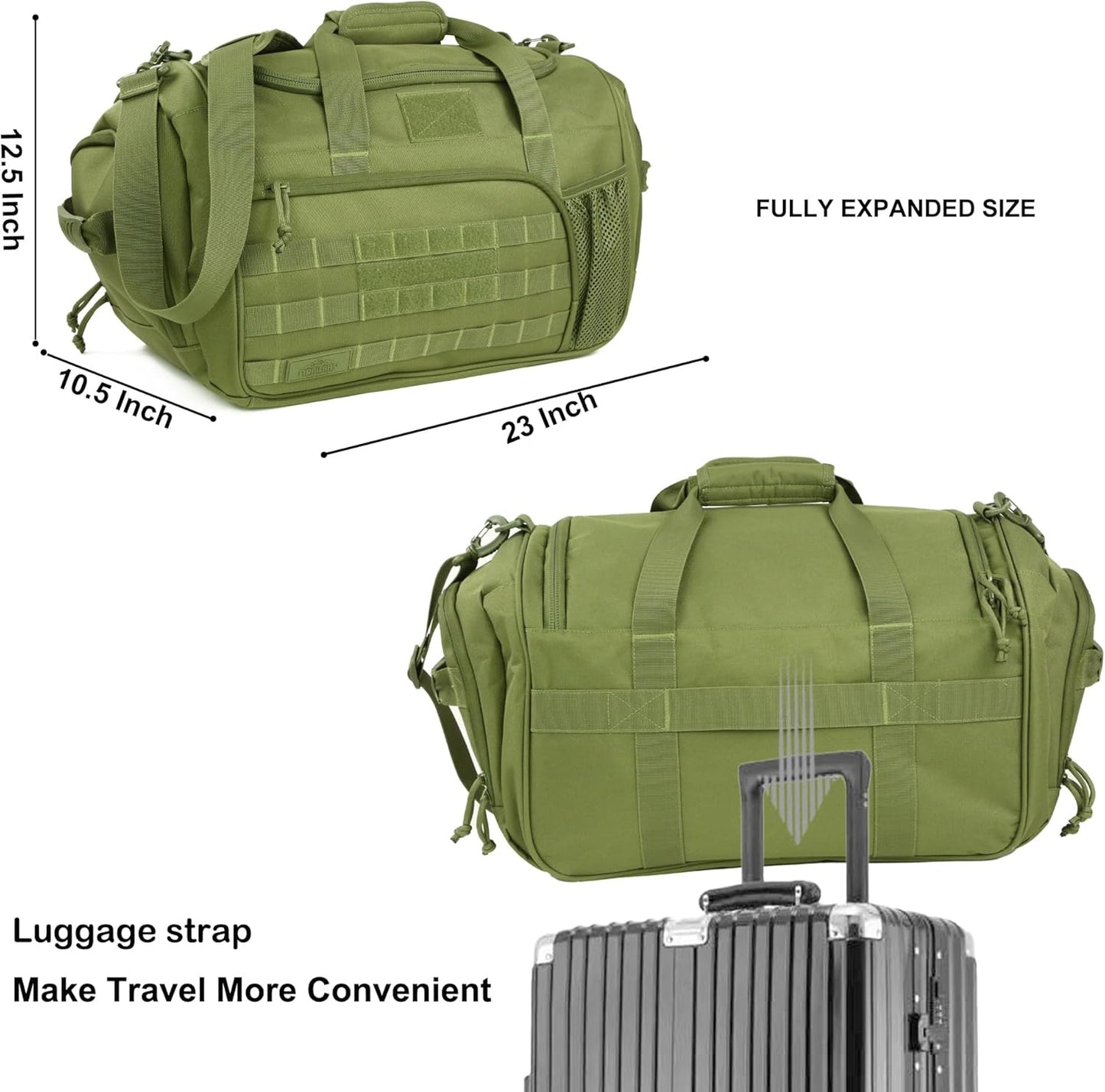 APRlLBAY Gym Bag Large Size 43L Training Bag Traveling With Luggage Strap Equipment Bag Tactical Military Duffel for Men&Women Basketball Football Weekender,Sports Bag Sturdy (Green)