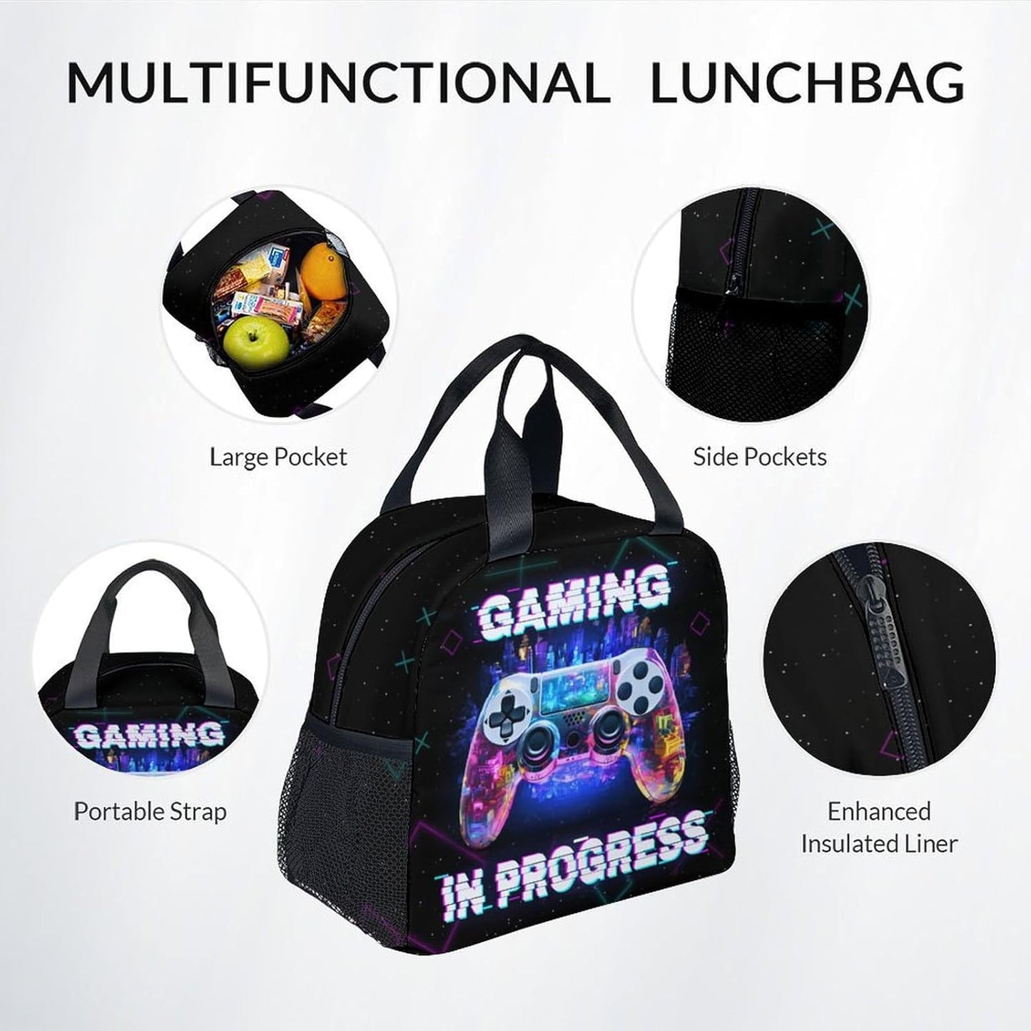 COZYAURA Backpacks for Boys - 3Pcs Video Gaming Bookbag for Kids - Gamer School Bag for Boys - Kids Backpacks with Lunch Box Pencil Case Set