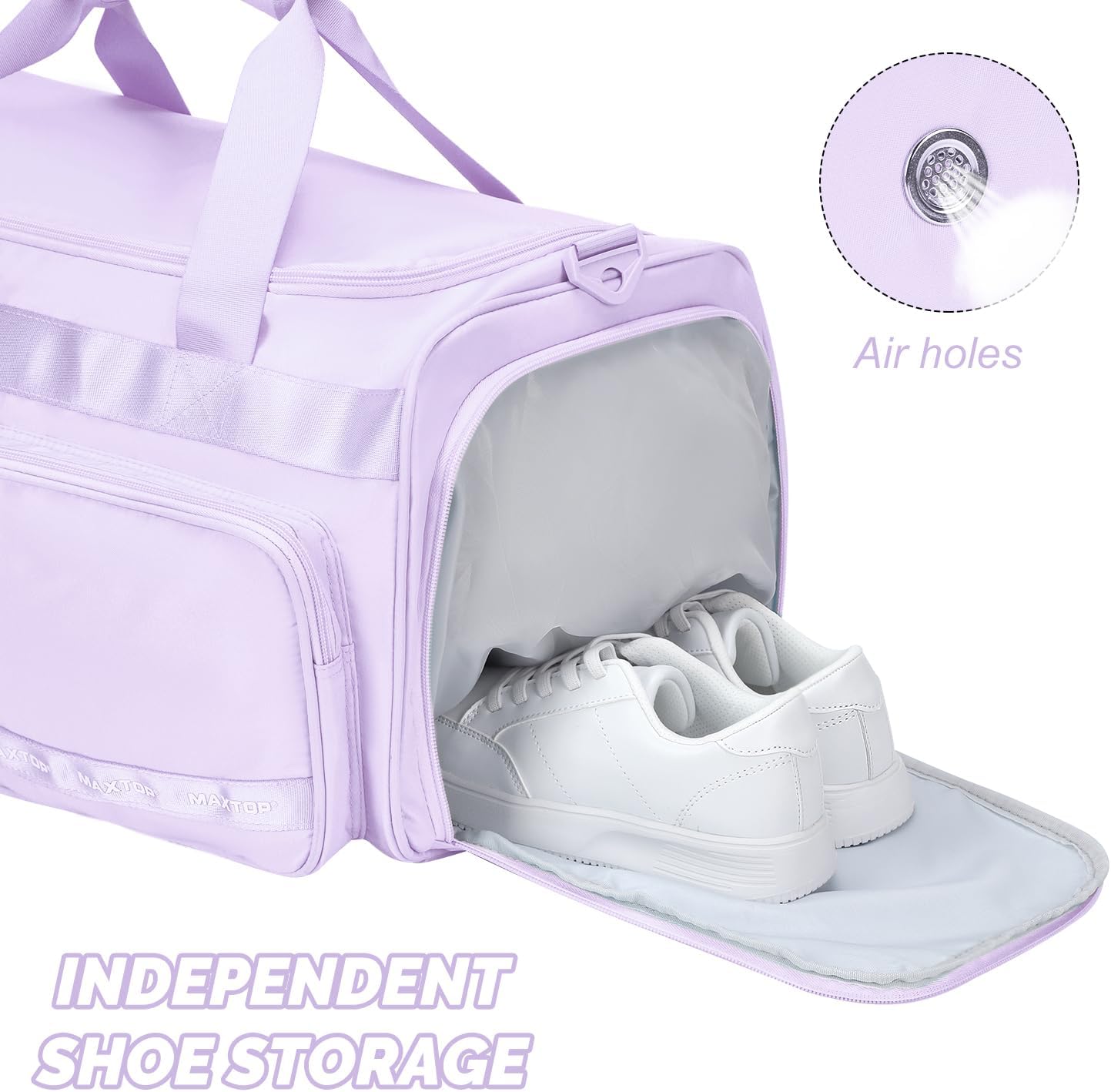 MAXTOP Gym Bag for Women Men Travel Duffle Bag Large Capacity Carry On Weekender Overnight Bag With Shoe Compartment Gym Tote Dry Wet Separation Duffel Bag for Travel