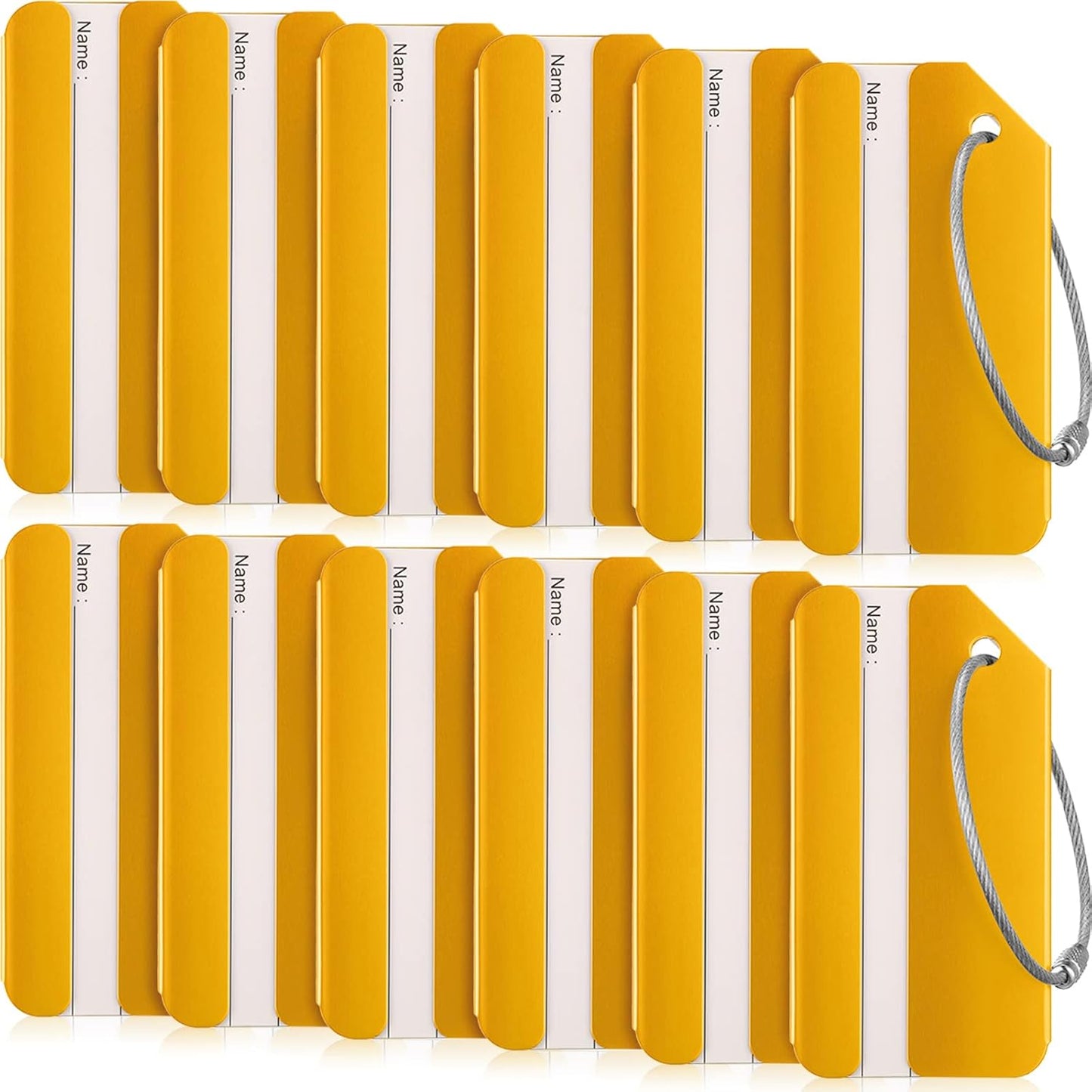 12 Pieces Luggage Tags Business Card Holder Aluminum Metal Travel ID Bag Tag for Suitcases Travel Luggage Baggage Identifier(Gold)