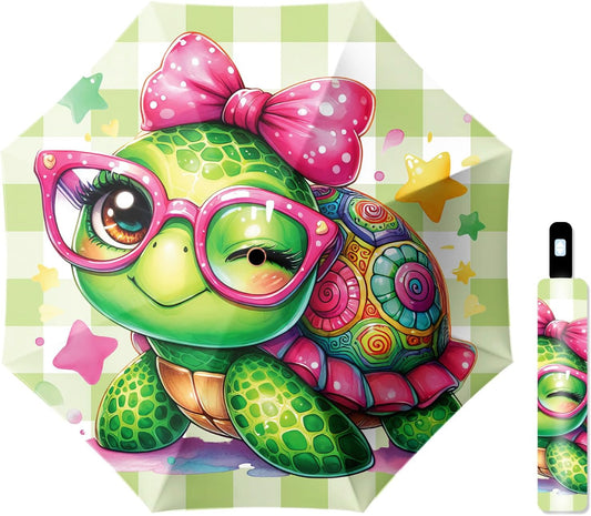 Small Travel Folding Umbrella for Girl, Portable, UV, SunShade, Compact, Automatic, Rain & Wind