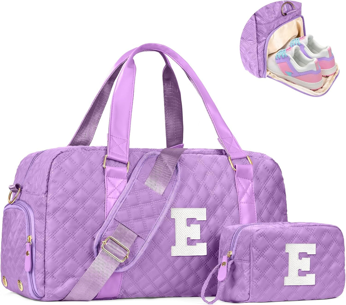 Overnight Bags for Women, Initial Travel Duffel Bag, Sports Gym Bag, Carry On Bag, Monogram Gifts for Girl Friends Female Mom Teacher