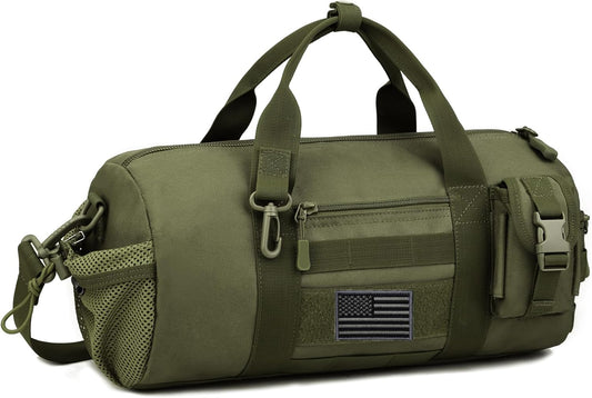 ArcEnCiel Small Tactical Duffle Bag Men Gym Pack Military Molle Shoulder Bags Shoes Storage Sports Handbag with Patch (Green)