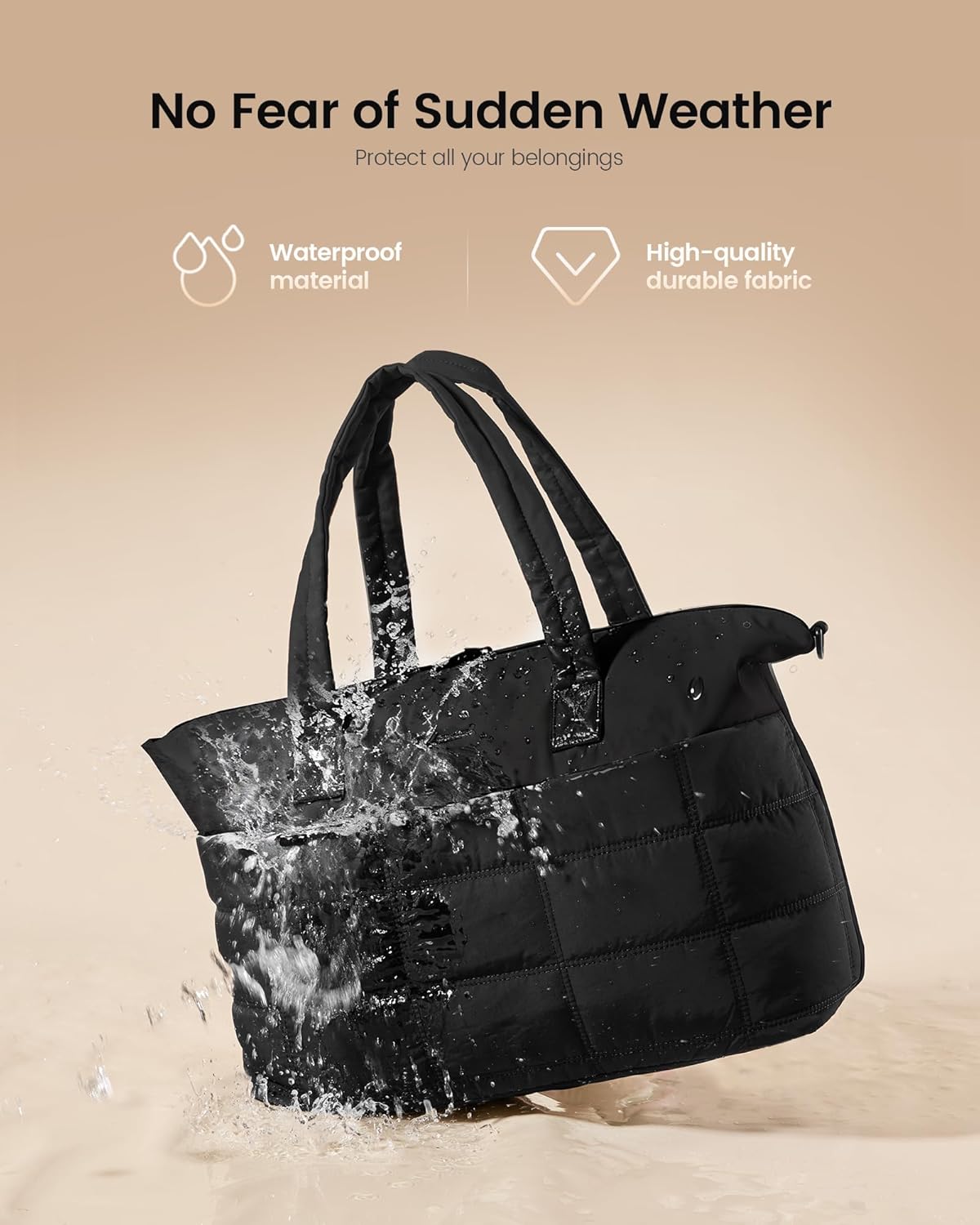 LOVEVOOK Quilted Duffle Bag for Travel,36L Gym Bag for Women with Wet Pocket,Water Resistant Weekender Overnight Bag Tote Bag for Women with Laptop Compartment(Black)