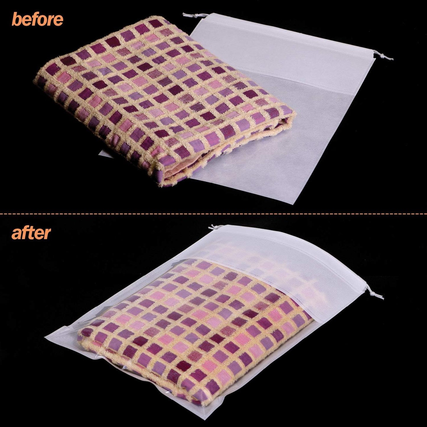 12 Pack Portable Shoe Bags for Travel Large Shoes Pouch Storage Organizer Clear Window with Drawstring for Men and Women White