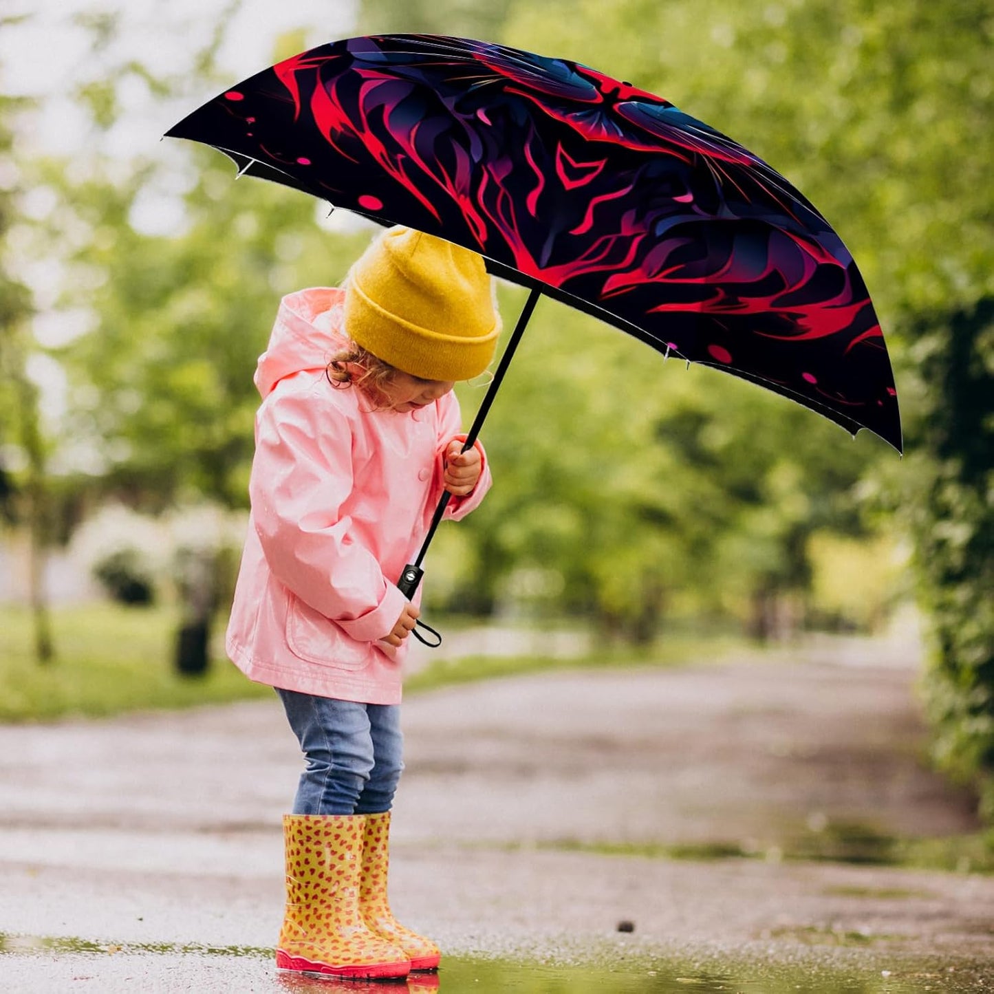 Small Compact Travel Automatic Folding Umbrella for Women, Portable Lightweight, Rain, Wind, UV Sun Shade