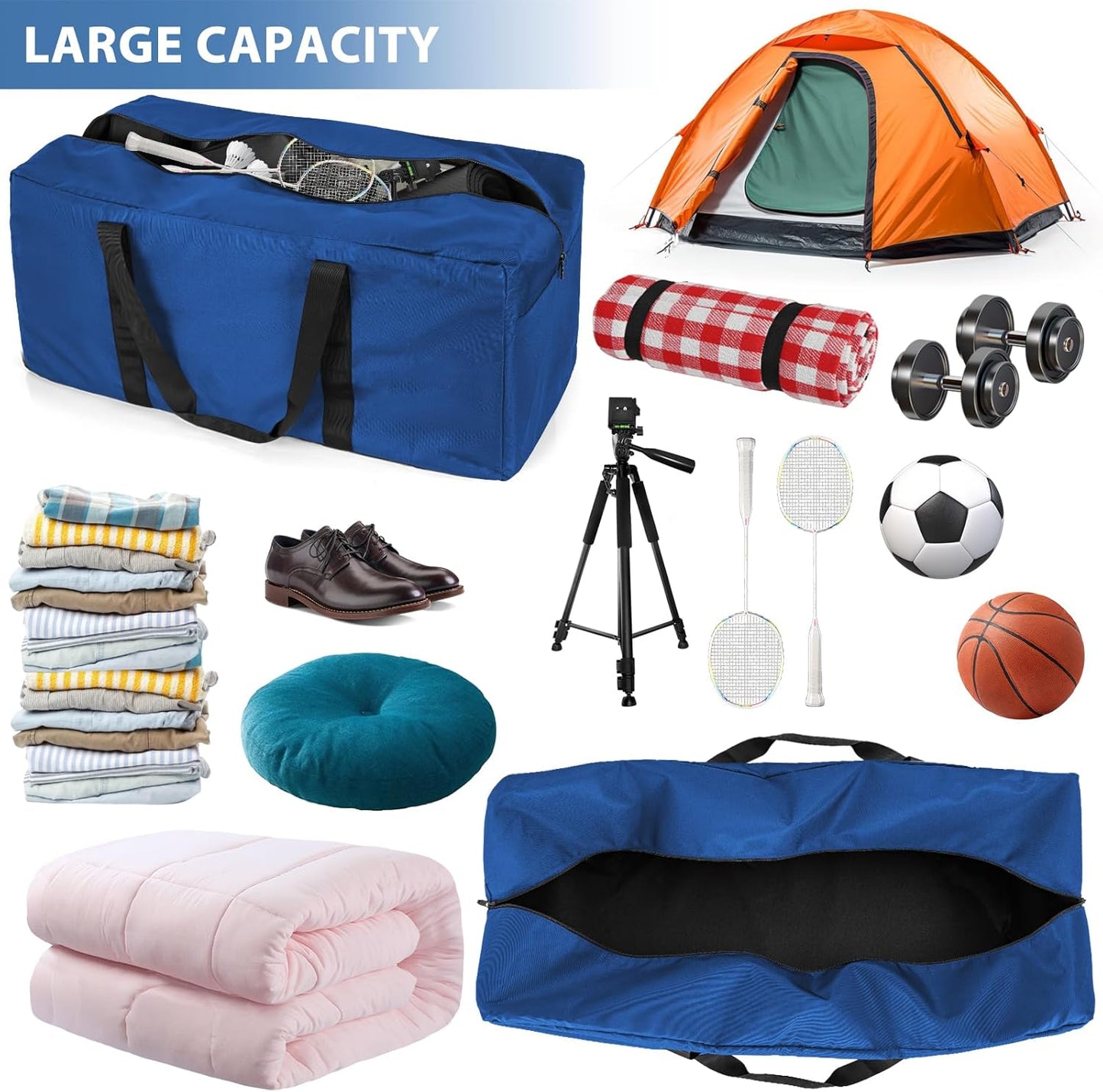 160L Extra Large Travel Duffle Bag, Gear Bag for Men and Women, Storage Bag Ideal for Overnight Camping and Weekend Getaways